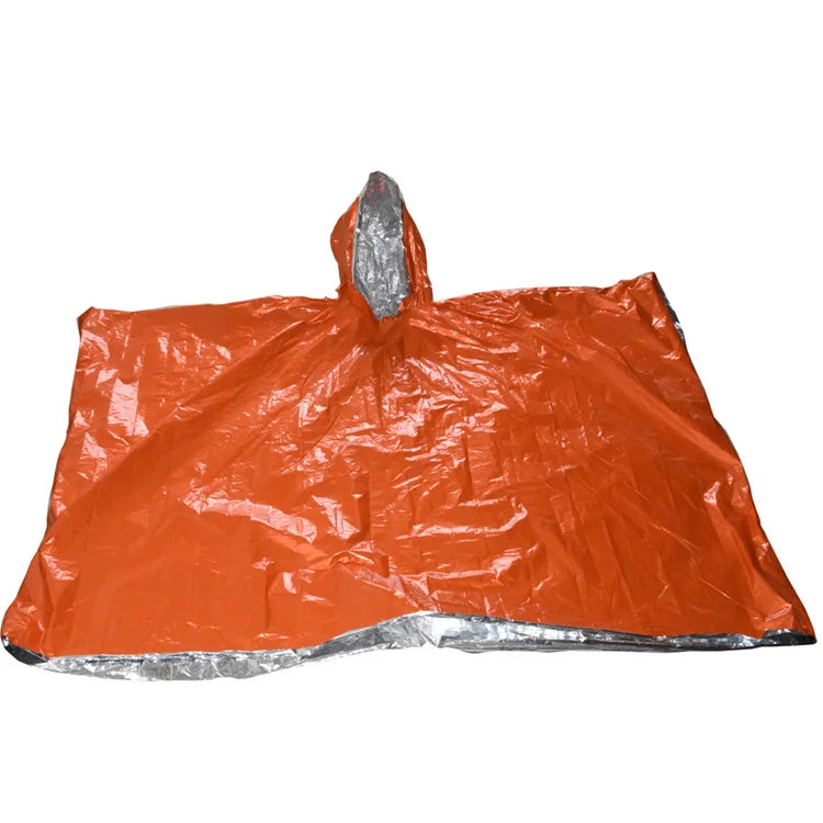 Emergency Waterproof Thermal Raincoat &amp;amp; Blanket  Orange