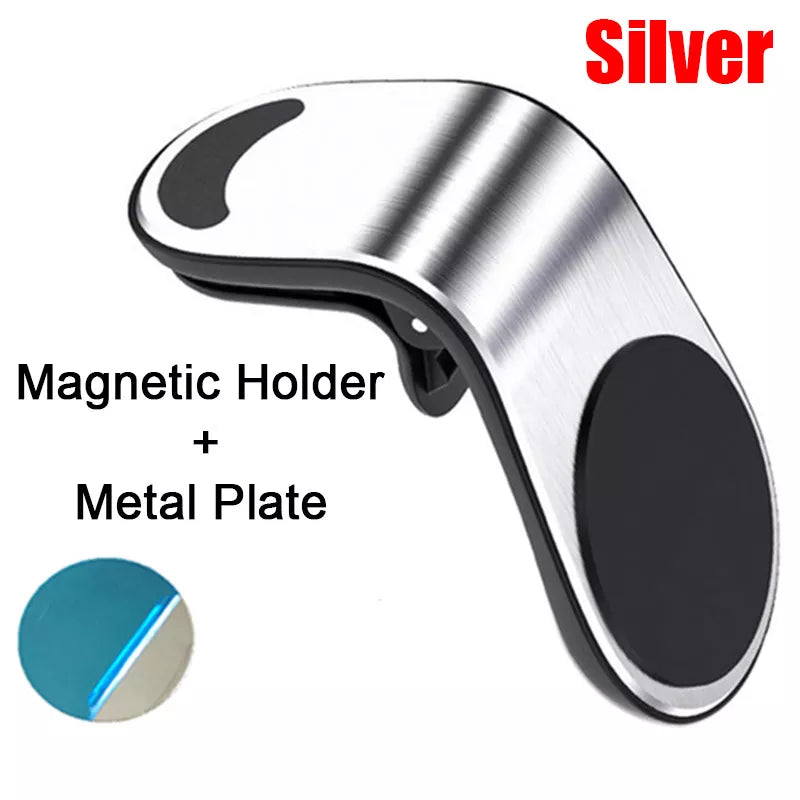 Erilles Magnetic L-Type Universal Car Phone Holder Silver Plate