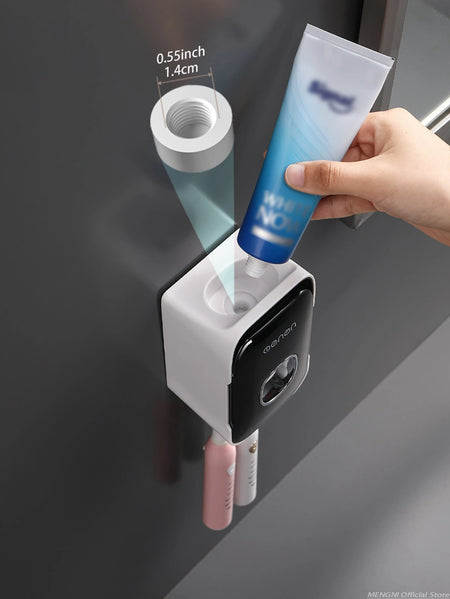 MENGNI Wall Mounted Automatic Toothpaste Dispenser &amp; Toothbrush Holder