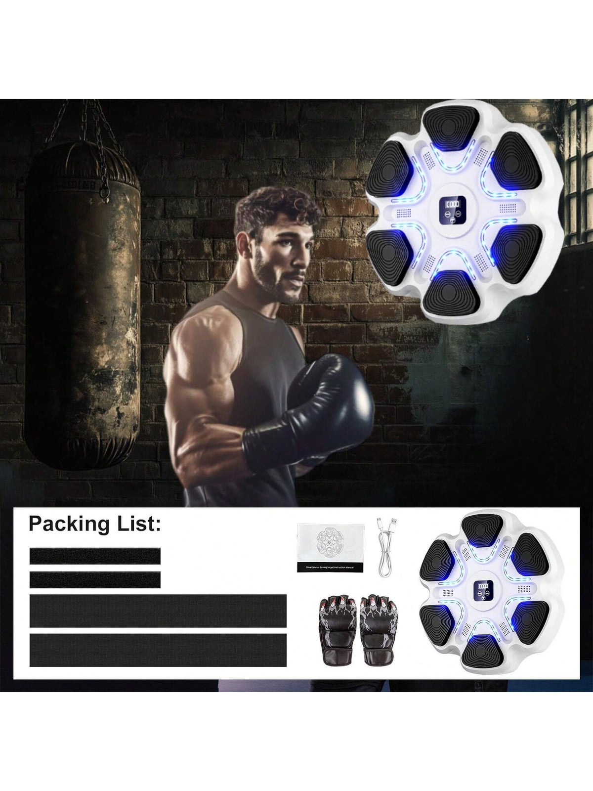 Interactive Music Boxing Machine with Gloves &ndash; Wall-Mounted Target for Adults