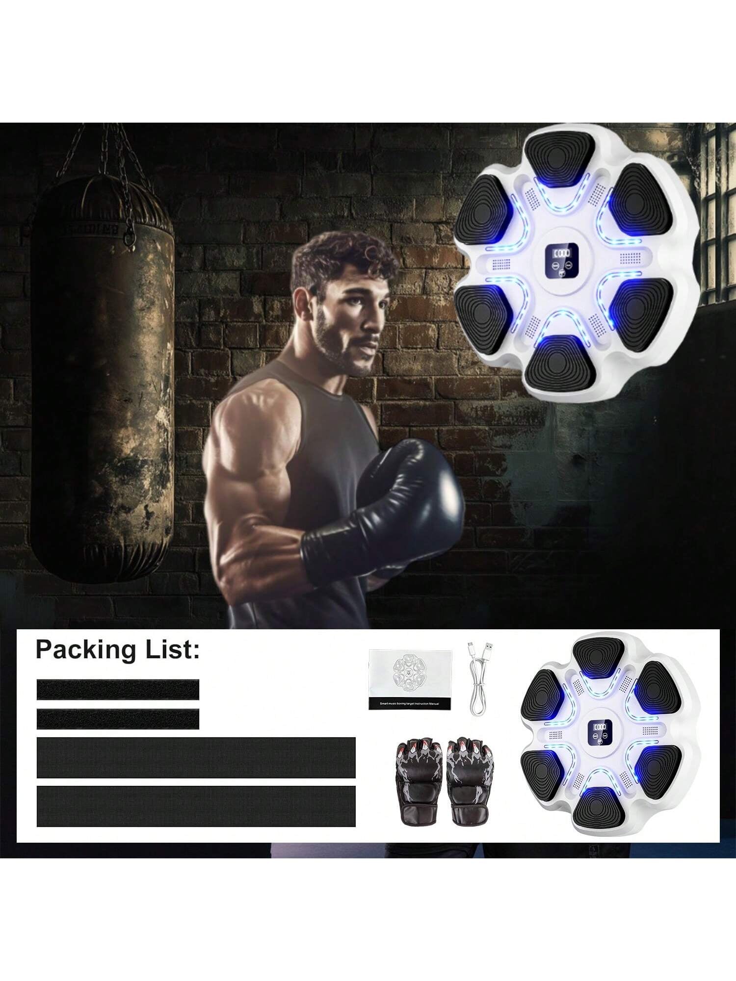 Interactive Music Boxing Machine with Gloves &ndash; Wall-Mounted Target for Adults