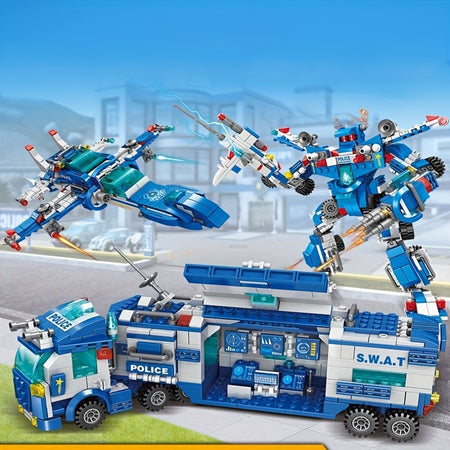 700pcs City Patrol Police Car Building Blocks Set - Perfect Role-Play Toy for Boys