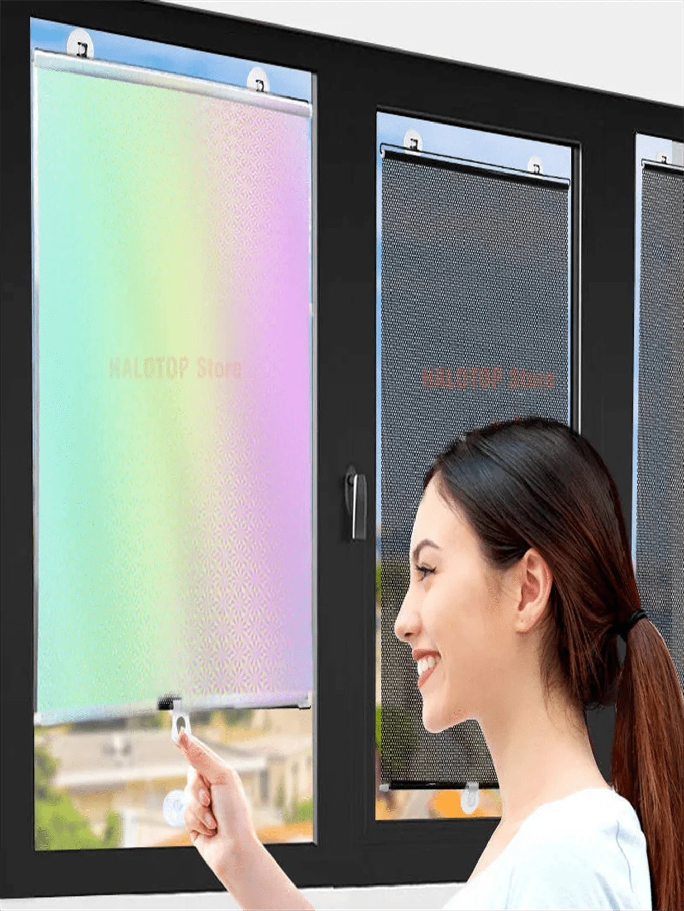 Universal Blackout Roller Blinds - Suction Cup Sunshade for Home and Office