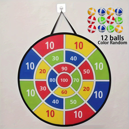 Large Sticky Dart Board Set with 12 Balls - Outdoor &amp; Indoor Toy for Kids in Large Dart Board + 12 Balls (free 1 Hook)