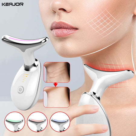 Facial Massager Neck Beauty Device with LED Light EMS V Face Anti Wrinkle Neck Skin Lifting Tighten Machine Double Chin Remover
