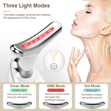 Facial Massager Neck Beauty Device with LED Light EMS V Face Anti Wrinkle Neck Skin Lifting Tighten Machine Double Chin Remover