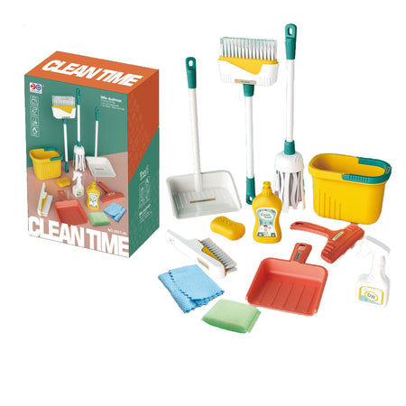 Kids Detachable Cleaning Set - Toy Sweep, Mop, and Dustpan Green A