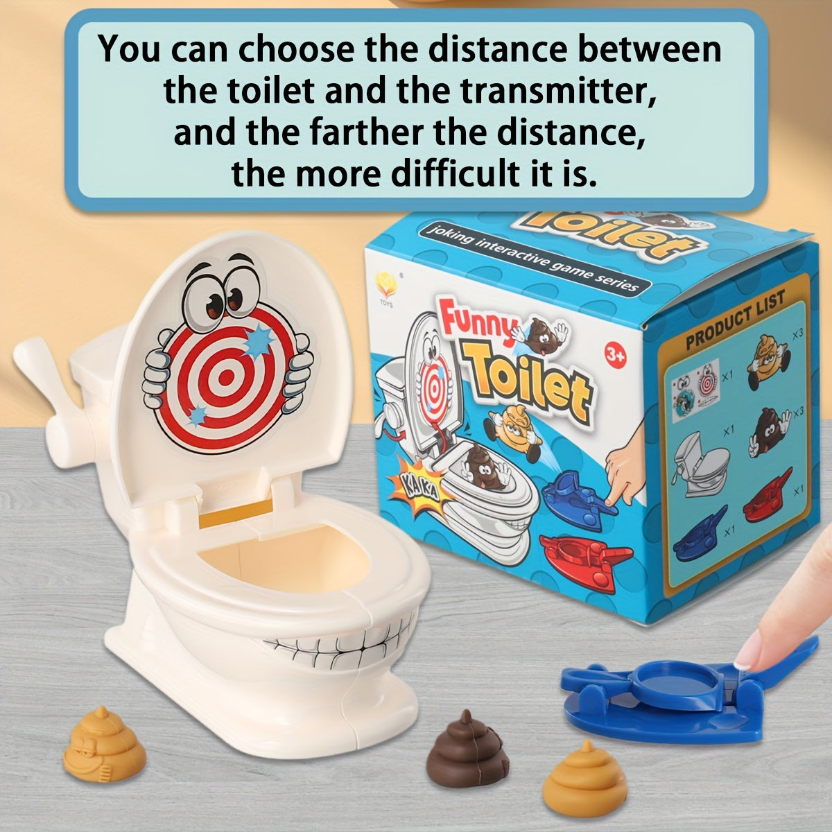 Poop Launch Game - Hilarious Family Fun with Sounds, Suitable for Kids - Includes Toilet, Launchers, Soft Toy Poops