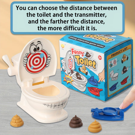Poop Launch Game - Hilarious Family Fun with Sounds, Suitable for Kids - Includes Toilet, Launchers, Soft Toy Poops