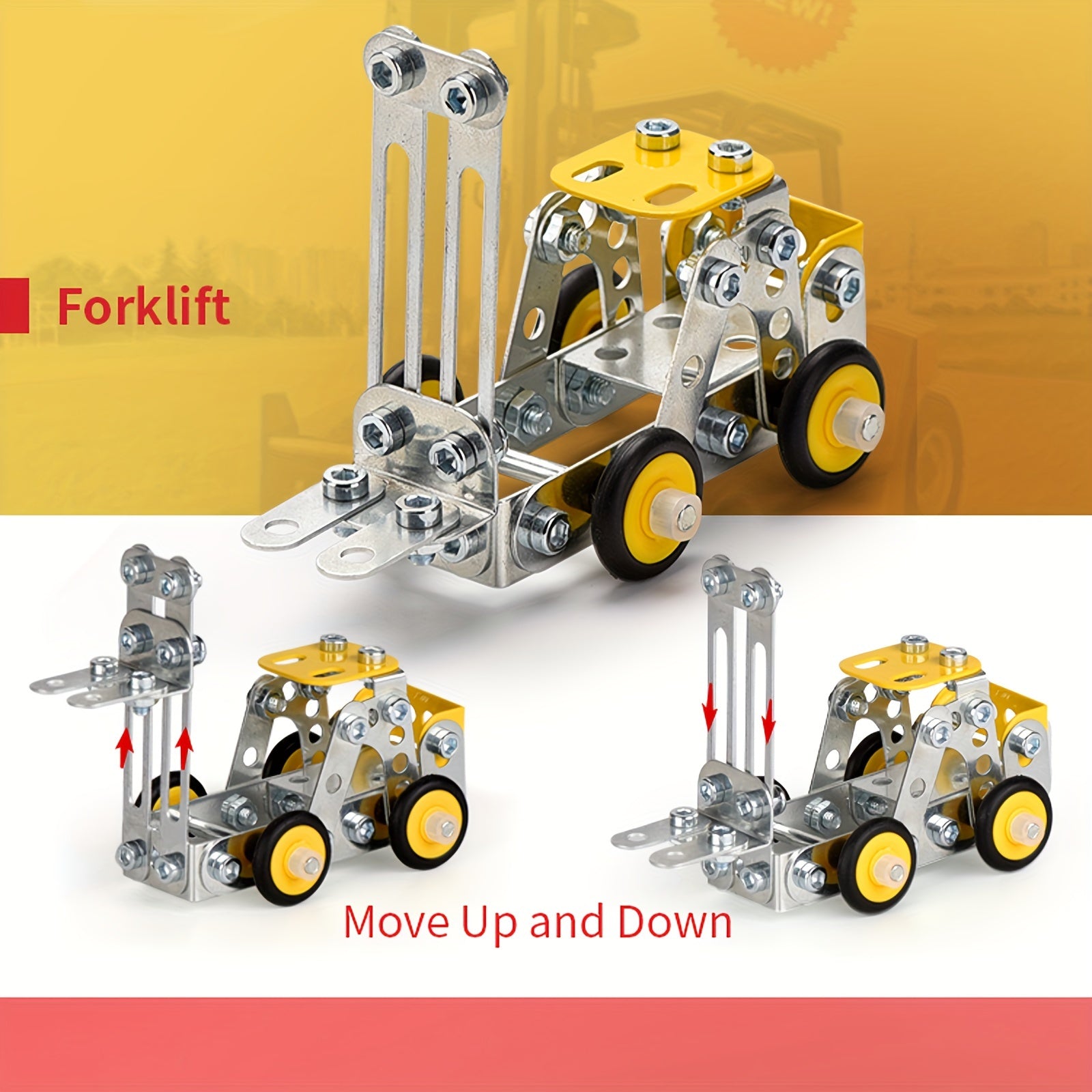 330PCS 4-in-1 Metal Engineering Vehicle Building Blocks Kit for Ages 8+