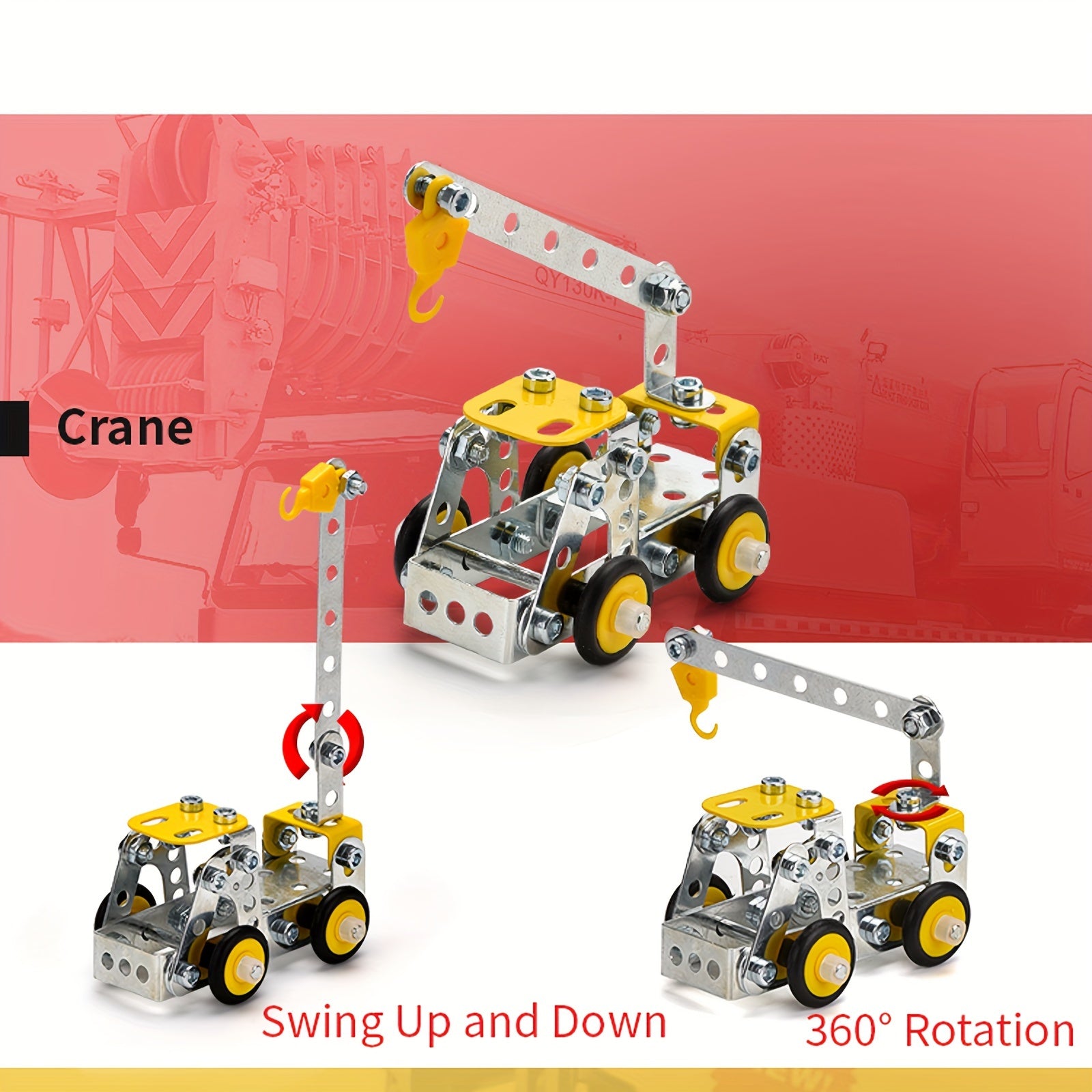 330PCS 4-in-1 Metal Engineering Vehicle Building Blocks Kit for Ages 8+