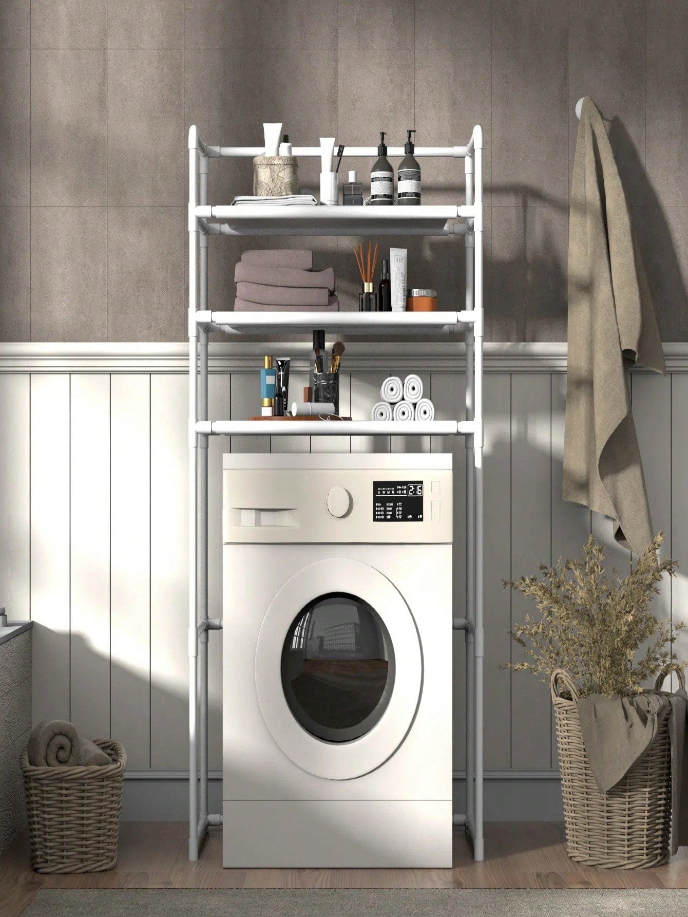 Multicolour Floor Standing Washing Machine Rack &amp; Storage Cabinet