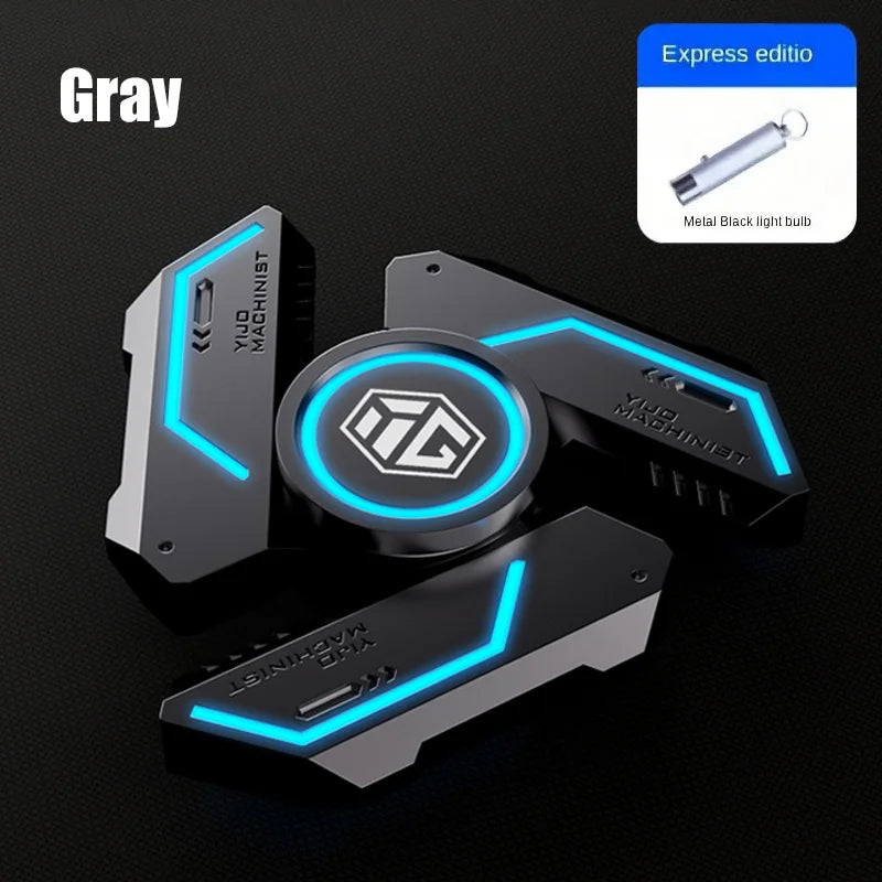 Fidget Spinner Alloy Luminous Light EDC Hand Gyroscope Stress Toys R188 Silent Bearing for Adults Male Christmas Gift Gray-basic / CHINA