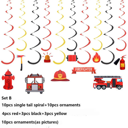 Fire Truck Firefighter Party Supplies - Plates, Napkins, Cups, Tablecloth - Boy Firefighter Theme Birthday Decorations Hanging decoration