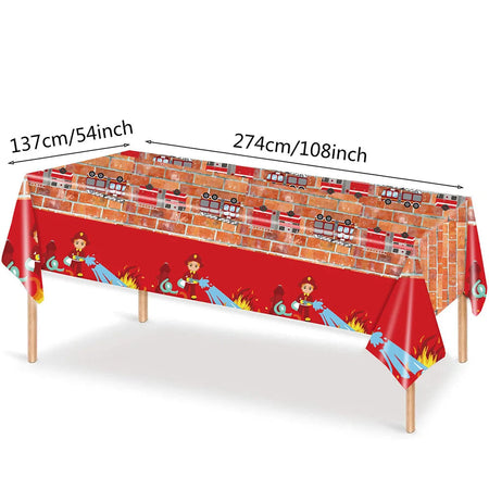 Fire Truck Firefighter Party Supplies - Plates, Napkins, Cups, Tablecloth - Boy Firefighter Theme Birthday Decorations Tablecloth