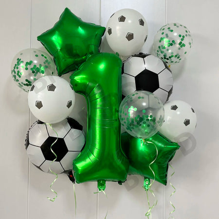Football Birthday Party Decorations Balloons Kids Boy 32 Inch Green Blue Number Ball Soccer Party Supplies
