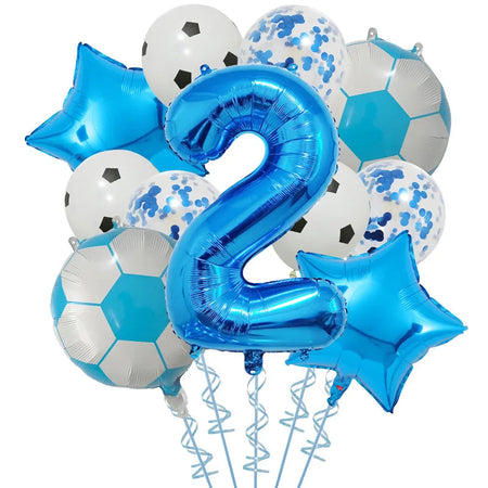 Football Birthday Party Decorations Balloons Kids Boy 32 Inch Green Blue Number Ball Soccer Party Supplies as picture 14 / Other / as picture | CHINA