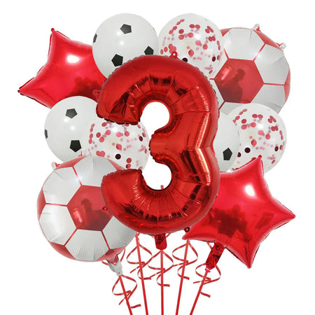 Football Birthday Party Decorations Balloons Kids Boy 32 Inch Green Blue Number Ball Soccer Party Supplies