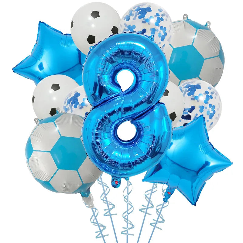 Football Birthday Party Decorations Balloons Kids Boy 32 Inch Green Blue Number Ball Soccer Party Supplies as picture 8 / Other / as picture | CHINA