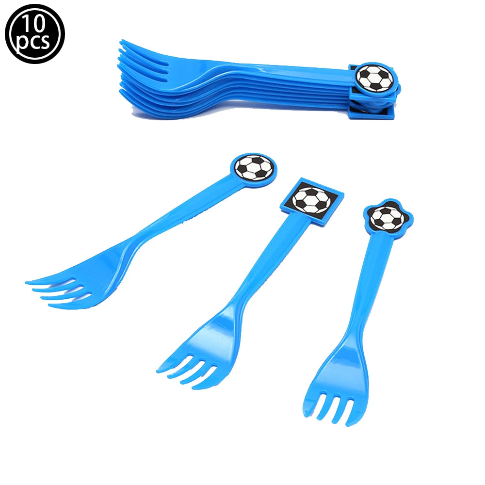 Football Fever Party Tableware Set - Soccer Birthday Decorations 10pcs forks