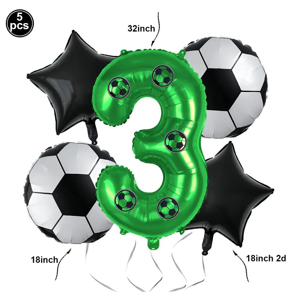 Football Fever Party Tableware Set - Soccer Birthday Decorations Black