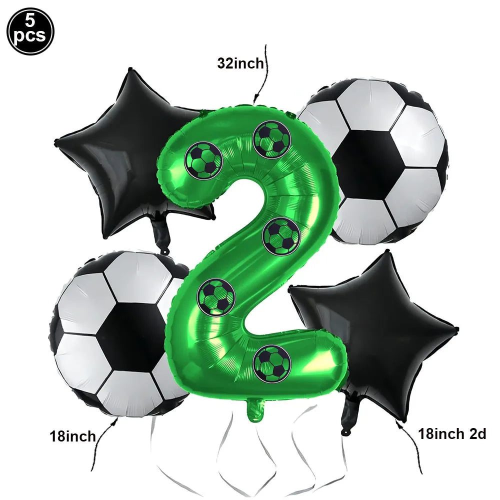 Football Fever Party Tableware Set - Soccer Birthday Decorations Green