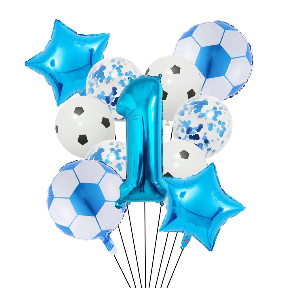 Football Soccer Party Balloon Decor Set - Green Number 32Inch set blue-1 / Other / as shown | CHINA