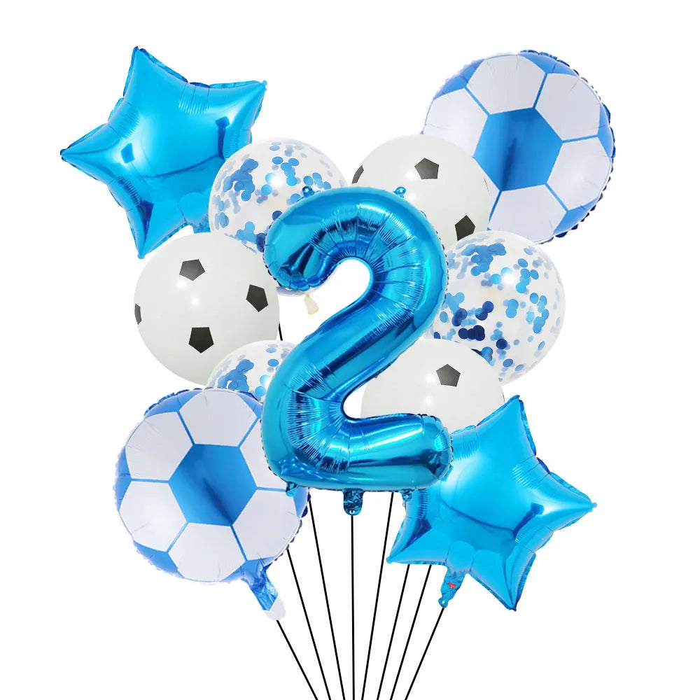 Football Soccer Party Balloon Decor Set - Green Number 32Inch set blue-2 / Other / as shown | CHINA