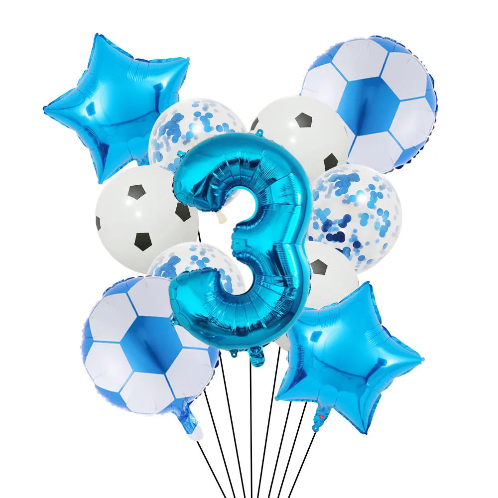 Football Soccer Party Balloon Decor Set - Green Number 32Inch set blue-3 / Other / as shown | CHINA