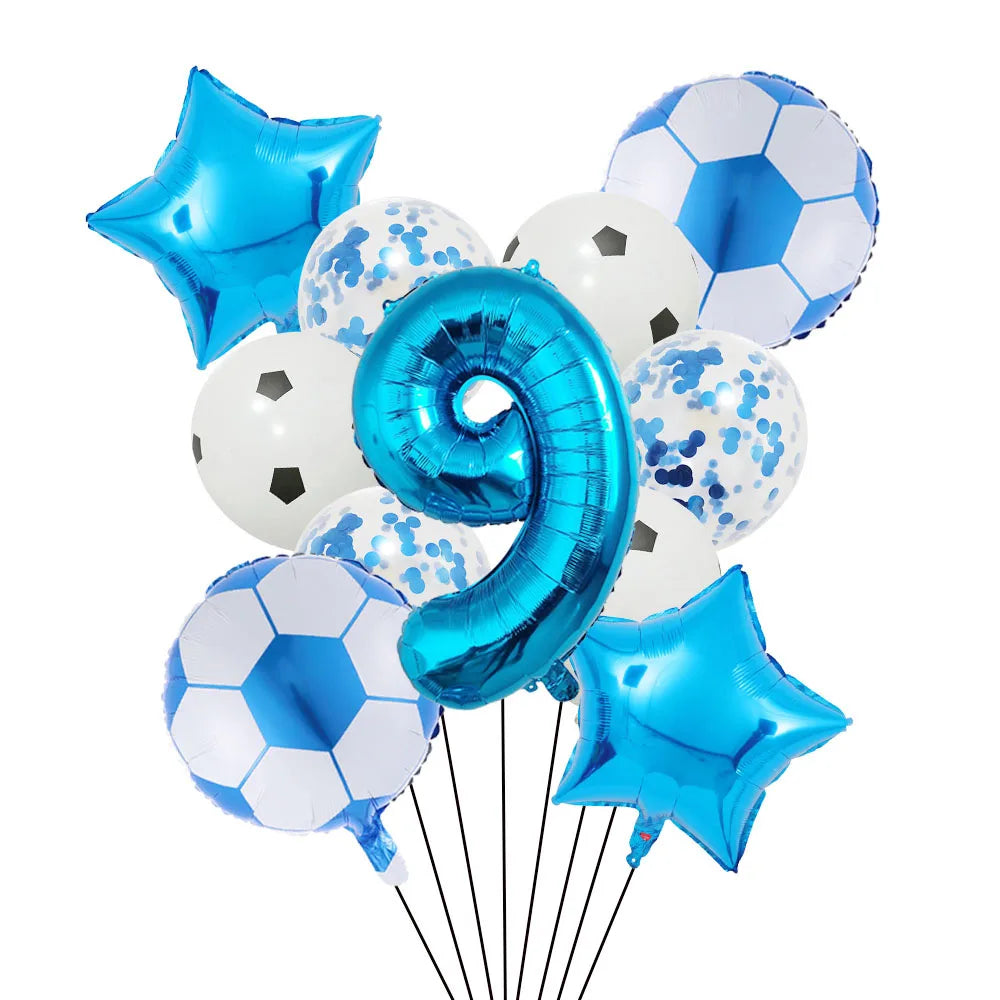 Football Soccer Party Balloon Decor Set - Green Number 32Inch set blue-9 / Other / as shown | CHINA