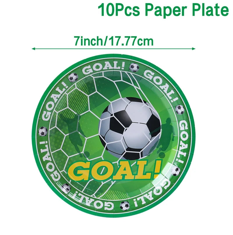 Football Theme Party Decoration Set - Perfect for Boy's Birthday, Baby Shower, or Children's Day 10pcs 7inch plate