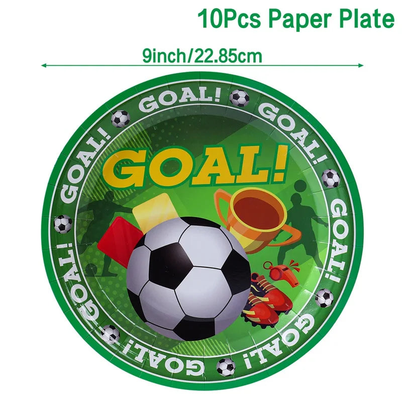 Football Theme Party Decoration Set - Perfect for Boy's Birthday, Baby Shower, or Children's Day 10pcs 9inch plate