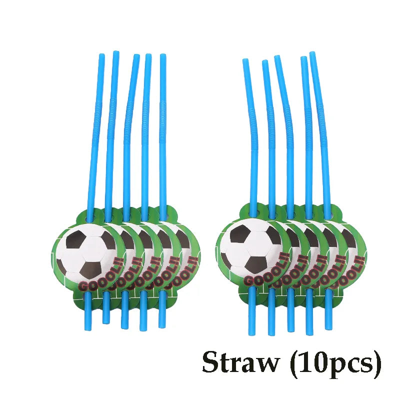 Football Theme Party Tableware &amp;amp; Decor Set - Perfect for Kids Birthday Parties  10pcs straw