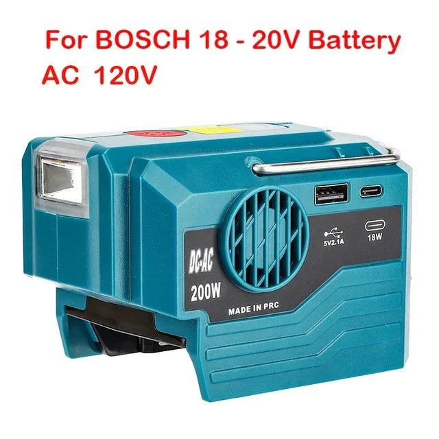 For Makita/Bosch/Dewalt/Milwaukee 18V Battery Outdoor Portable Inverter 200W AC 120-220V Modified Sine Wave Power Adapter For Bosch AC 120V