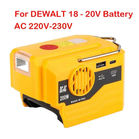 For Makita/Bosch/Dewalt/Milwaukee 18V Battery Outdoor Portable Inverter 200W AC 120-220V Modified Sine Wave Power Adapter For DeWalt AC 220V