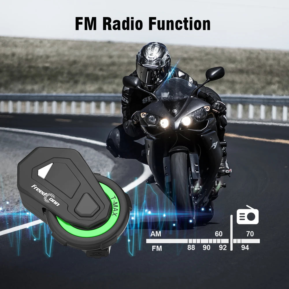 FreedConn T MAX M Motorcycle Helmet Intercom Waterproof Buletooth 5.0 Music Headset Motorbike FM Headphone 2 in 1 Earphone
