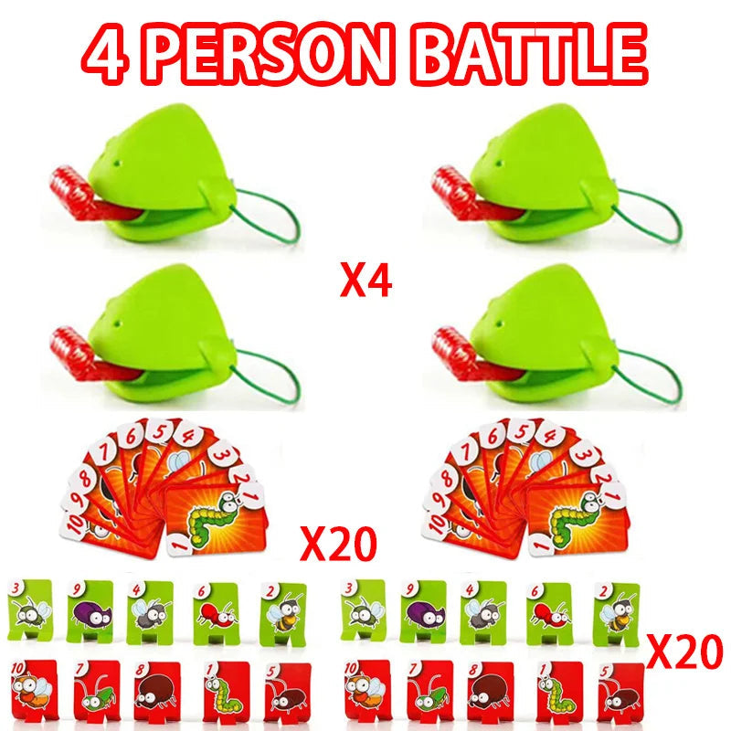 Frog Lizard Mask Wagging Tongue Lick Cards Board Games for Children Family Party Toys Antistress Funny Desktop Puzzle Game Toys 4 Person Battle