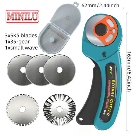 FT145 Rotary Cutter R45mm Patchwork Roller Easy Tearing Cutting Tools for Cloth Leather Paper Ticket Soft Sheet FT145 SK5 311