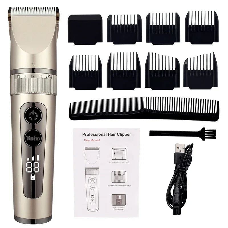 Full Body Washable Electric Hair Clipper Ceramic Professional Fine Adjustable Hair Trimmer Low Noise Hair Cutting Machine Razor