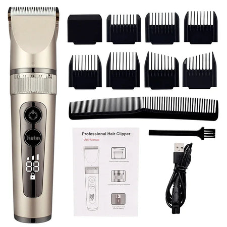 Full Body Washable Electric Hair Clipper Ceramic Professional Fine Adjustable Hair Trimmer Low Noise Hair Cutting Machine Razor