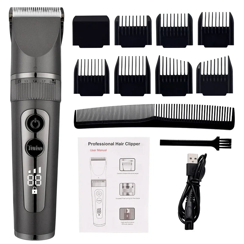 Full Body Washable Electric Hair Clipper Ceramic Professional Fine Adjustable Hair Trimmer Low Noise Hair Cutting Machine Razor