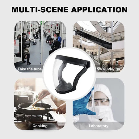 Full Face Transparent Protective Mask Dust-proof Anti-fog Head Cover Reusable Kitchen Oil-splash Proof Face Mask with Filters