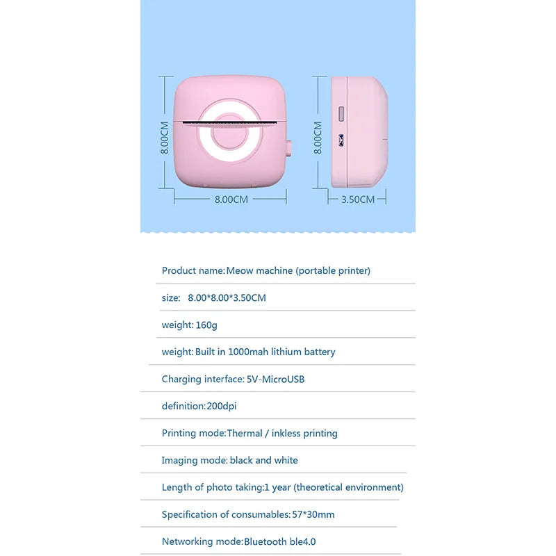 Fun Print C13 Portable Mini Printer Stickers Label Thermal Photo Labeller Printing Maker Self-adhesive Colors Transparent Papers