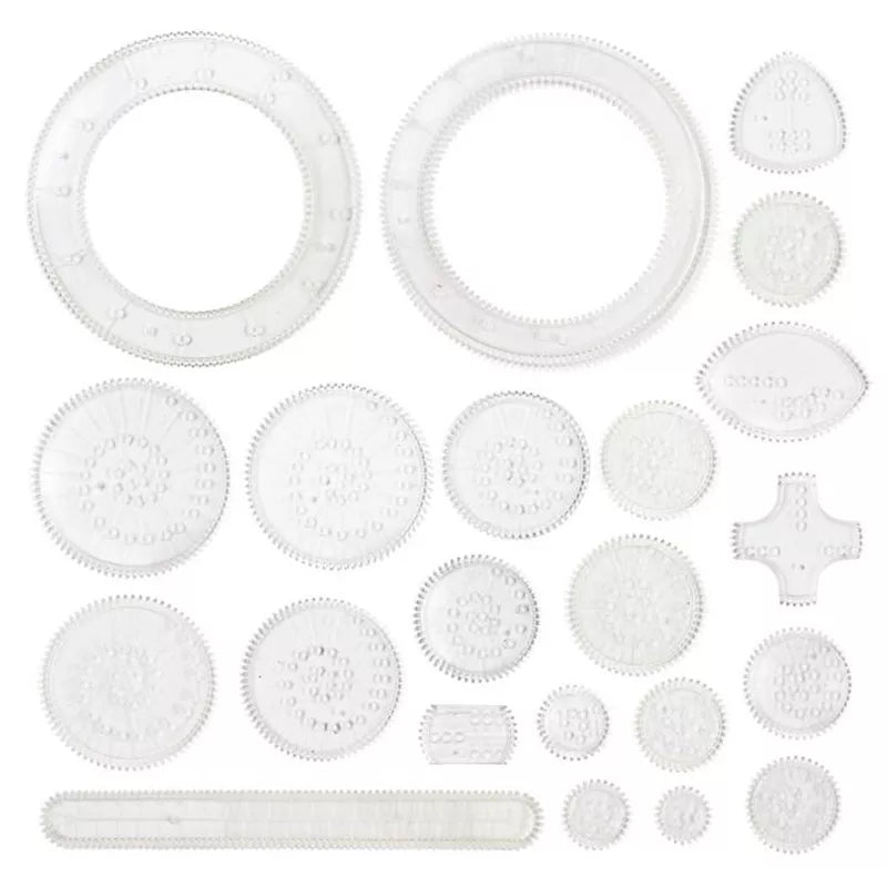Funny Interlocking Gears Wheels Spirograph Drawing Toys Set Creative Educational Toy for Children Painting Drawing Accessories 22pcs