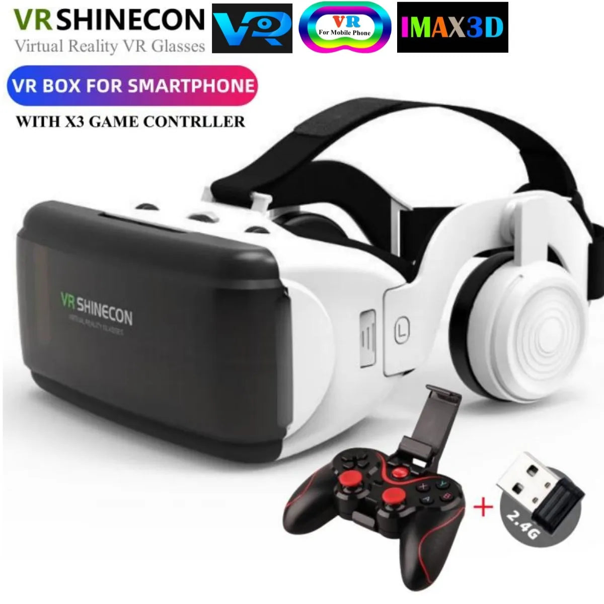 G06E Virtual Reality VR Glasses 3D Glasses Google Cardboard Box Headset Helmet for IOS Android Smartphone with Wireless GamePad G06E add X3 gamepad / CHINA