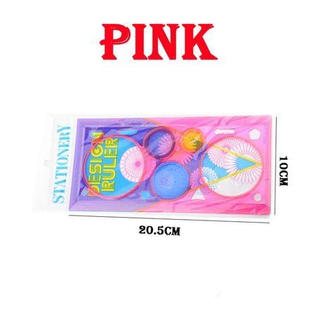 Geometry Spirograph Drawing Stencils Set Painting Template Art Crafts Creative Kids Educational Toy Variety of Flowers Ruler Pink