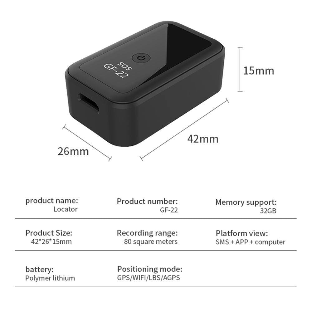 GF22 Mini GPS Tracker Real Time Car SOS MINI GPS Tracker Magnetic GPS Tracker GF-22 for Car or Pet