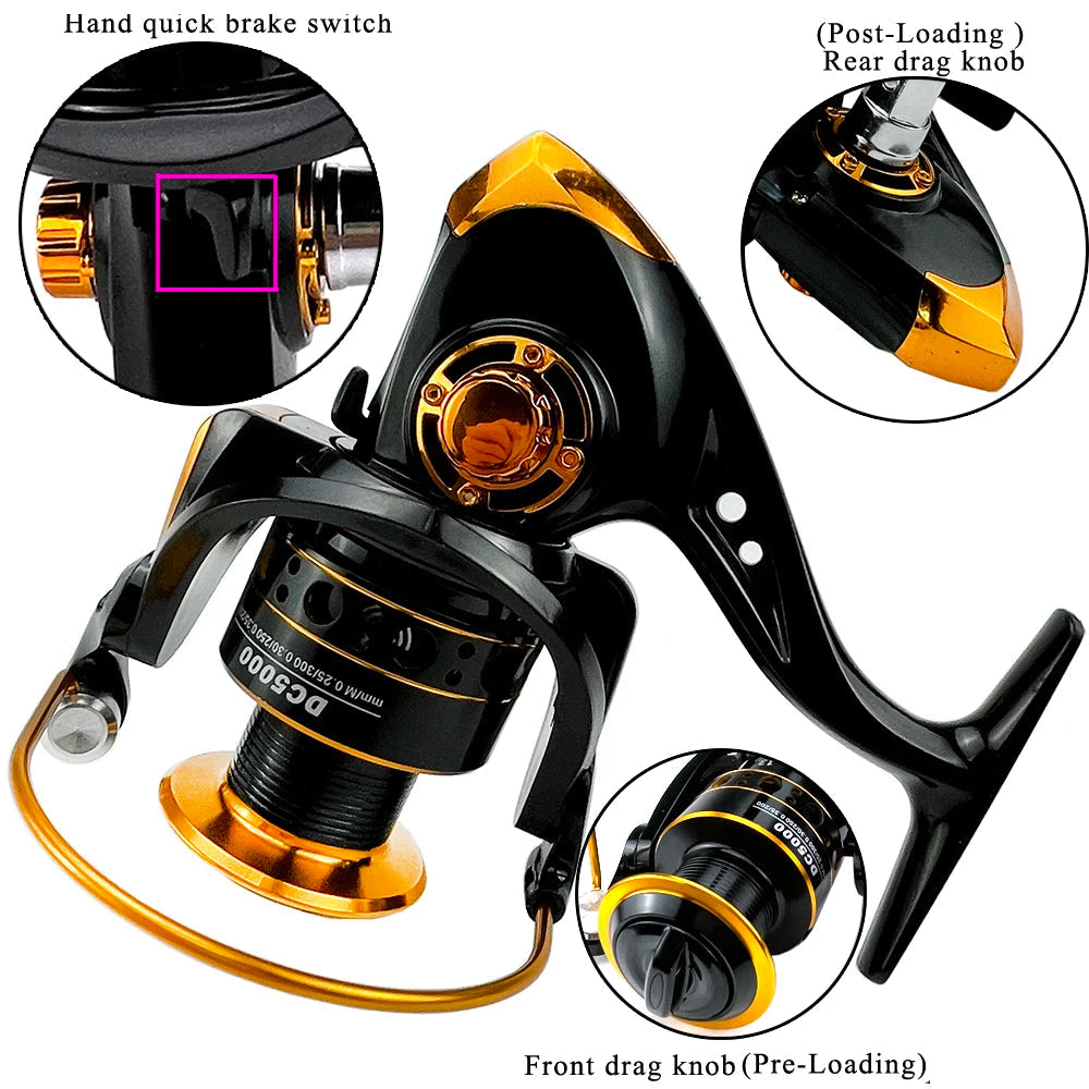 GHOTDA Fishing Reel: High Speed Metal Spool, Max Drag 12kg
