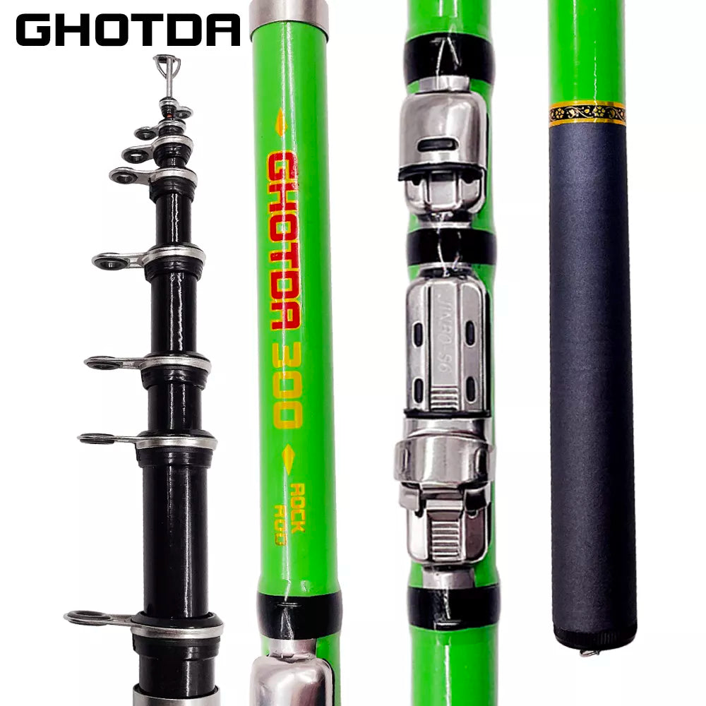 GHOTDA Ultra Light Spinning Fishing Rod 1.5M-3.0M Boat Lure Casting Carbon Fiber Rock Travel Pole 3.0 m