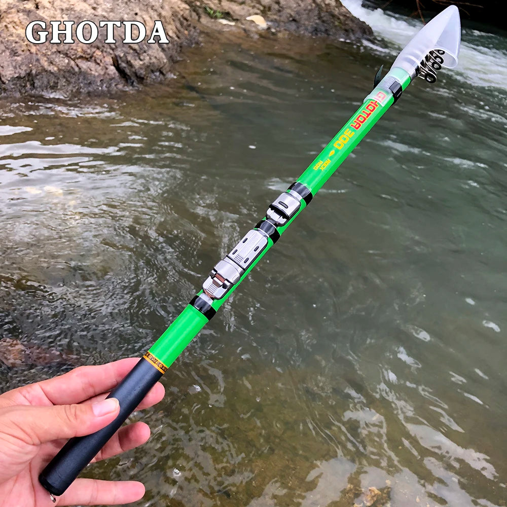 GHOTDA Ultra Light Spinning Fishing Rod 1.5M-3.0M Boat Lure Casting Carbon Fiber Rock Travel Pole
